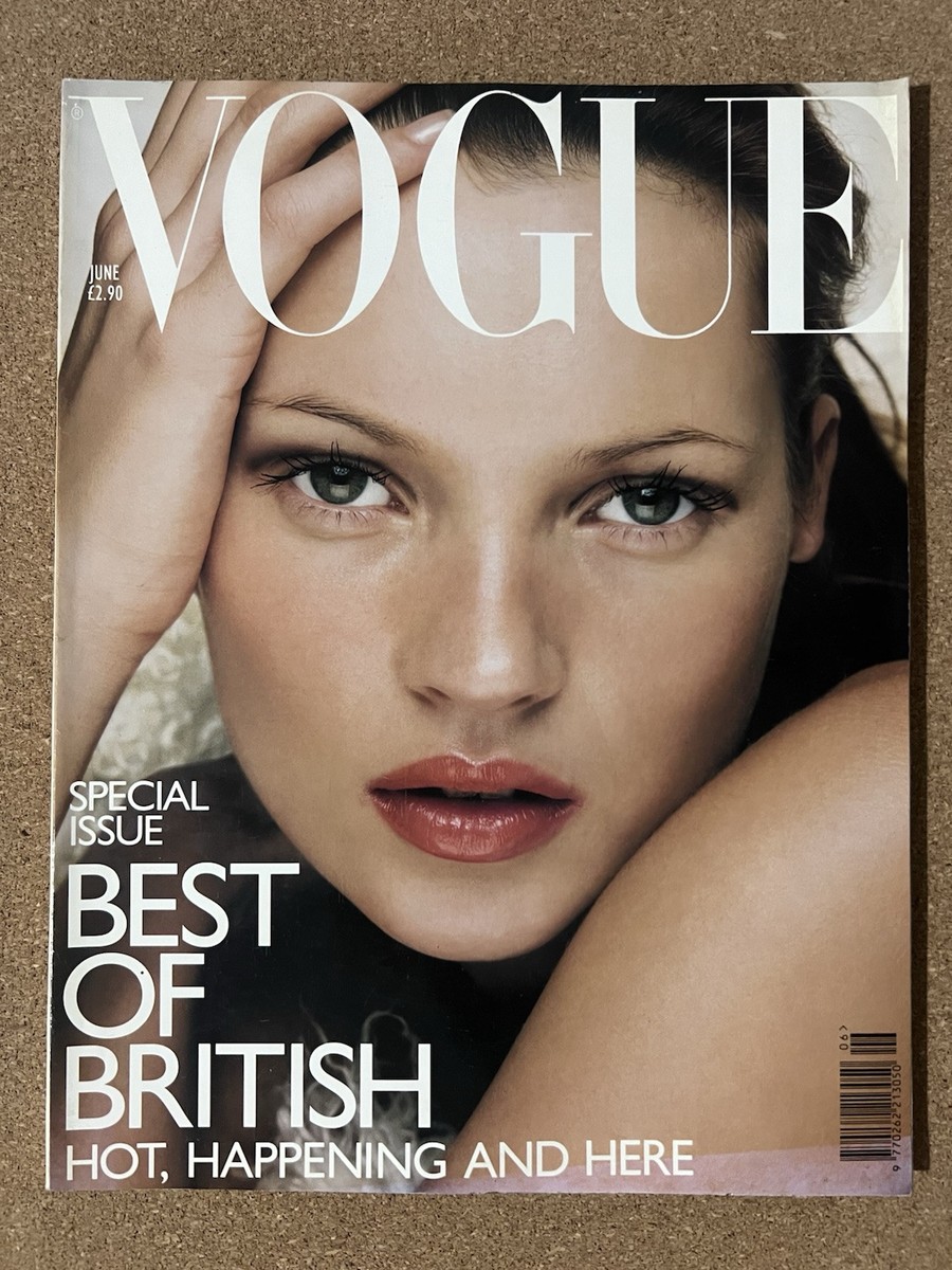 イギリスVOGUE 1999,8年Kate Moss 表紙 VOGUE UK Magazine Kate Moss June 1998 Vintage British Fashion