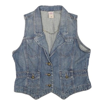 FADED GLORY Damen Jeansjacke Blau Knopf S Baumwollmischung Ärmellos