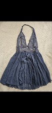Victoria's Secret Size Small Blue Lace Pleated Haulter Babydoll Dress Lingerie