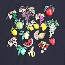 Women Men Unisex Lemon Grape Apple Lover Brooch Fashion Fruit Pins Badge Jewelry
