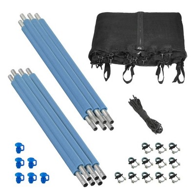 Trampoline Safety Enclosure Set: Inside Net, Straight Poles Foam Sleeves U-Bolts