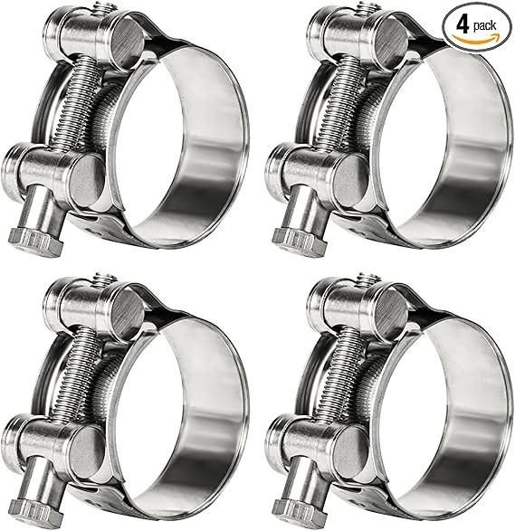 T-Bolt Hose Clamps 304 Stainless Steel (23-25Mm 4-Pack) - Heavy Duty Adjustable