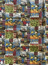 Susan Winget Fabric Vintage 1yd x 44” Give Thanks Harvest Autumn 1996 Scarecrow
