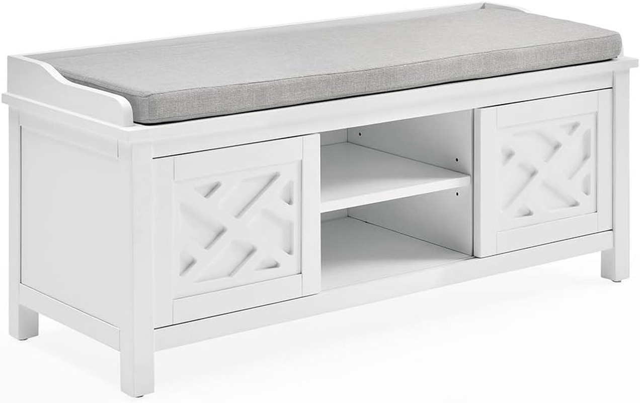 Coventry 45" Wood Storage Bench with Cushion & 3 Adjustable 