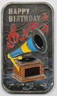 Vintage 1974 Ceeco Happy Birthday 1 oz .999 Silver Art Bar - Enameled Music Box