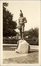 RPPC Statue of Massasoit Plymouth Massachusetts vintage postcard s649