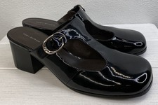 Tory Burch Violet 55mm Heeled Mules Womens Size 10 Black Patent Leather T-Strap