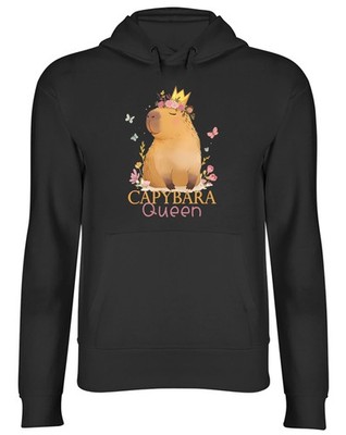 Capybara Queen Crown Butterflies Hoodie Herren Damen Kapuzenoberteil