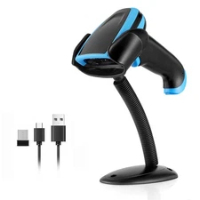 1D Barcode Scanner, Wireless Laser Bar Code Scanners with Stand 2.4G Wireless...