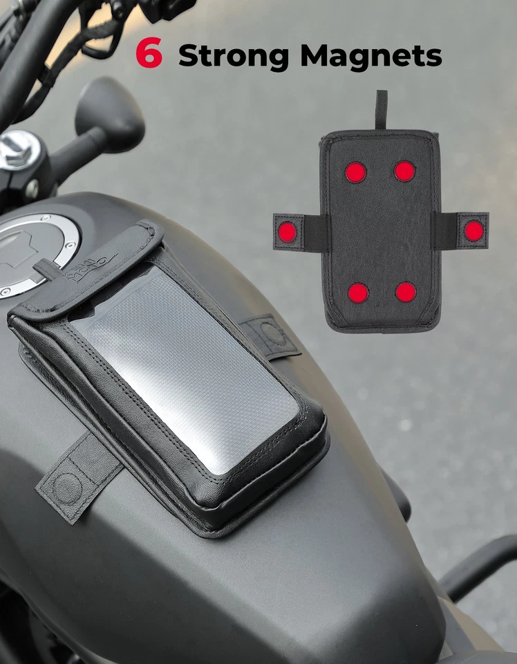 Bolsa magnética para tanque de combustible de aceite de hierro para motocicleta bicicleta bolsa para teléfono celular GPS bolsa Foto 3 de 4