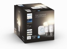 New Philips Hue 2pk A19 75W Smart LED Starter Kit with Bridge White