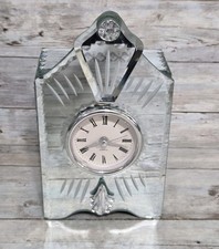 Etched Glass Venetian Mirror Style Mantle Clock Beveled Ornate Quartz Movement 