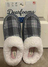 Dearfoams Nyla Felted Plaid Moc Toe Clog Slipper Women  s XL 11-12 Dark Gray NWT
