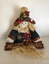 Scarecrow with Welcome friends sign door hanging fall decor, multicolored. HF-4