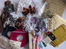 JOB LOT 155: VINTAGE threads, ribbon, braid, bows  more