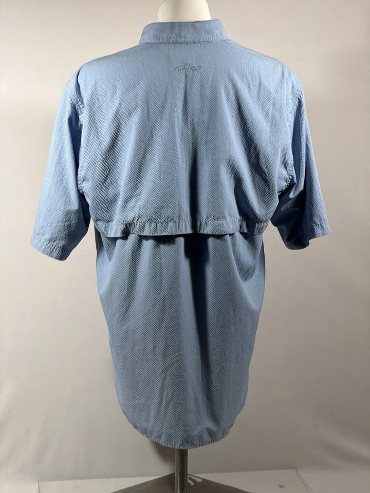 Camisa Orvis Hombre Medio Azul Rendimiento Botón Frontal Pesca Manga Corta Foto 4 de 4