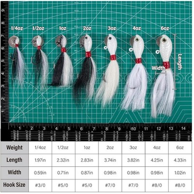 3 Pack Bucktail Jig Lure Set - Saltwater Freshwater Fishing