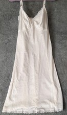 Sears White Full Slip Size 34 Womens Vintage Nylon Lingerie Lace Trim Underslip
