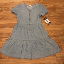 New Gap Kids Cotton Sundress girls XL 14/16 Blue Button Nwt