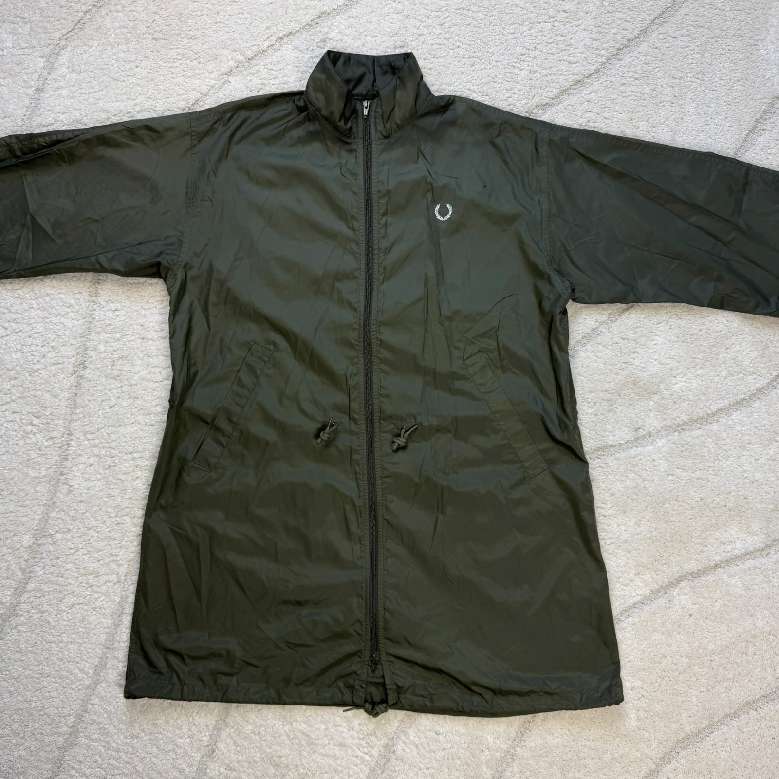 Vintage Fred Perry Fern Green Oversized Large Lightweight Rain Mac Parka Jacket image 5