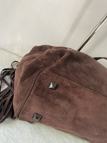 Borsa hobo Sorial pelle scamosciata frange tracolla chiusura con patta boho hippie western - Foto 12 di 18