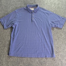Tommy Bahama Polo Shirt Mens Size Large Blue Striped Modal Polyester Blend