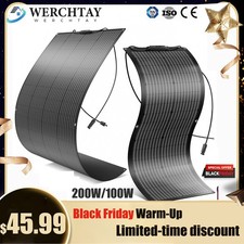 12V 100W 200W Flexible Solar Panel Portable for Camping/Home/Car Battery/Rooftop
