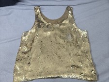 Women's Gold Sequin Top No Sz Tag See Measurements Tank Blouse