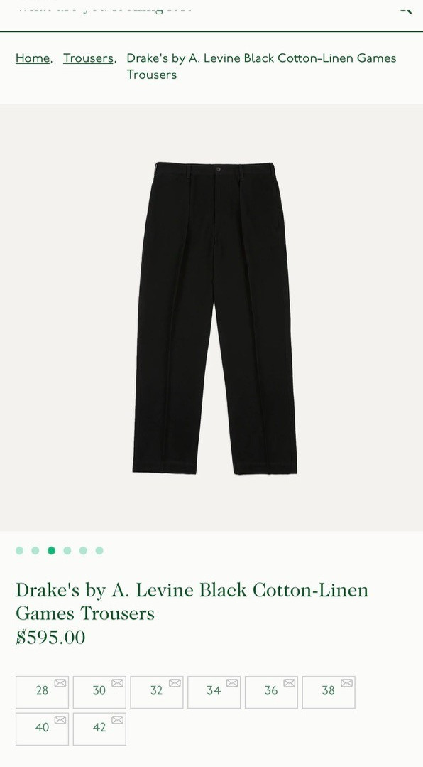 NWT Drake's Aaron Levine linen cotton black games pants mens 34 italy SOLD OUT image 6