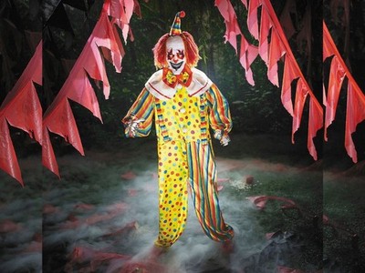 6 Ft Light-Up Multicolor Clown Animated Halloween Carnival Circus Haunted House
