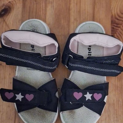Lupilu Mädchen Sandalen EU 27 Schwarz/Rosa Riemchen Klettverschluss flach Herz
