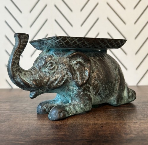 Antiker Bronze Patina schwerer Elefantenrüssel oben Briefbeschwerer Guss Skulptur 813g - Bild 6 von 10