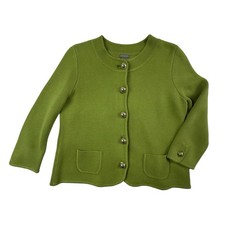 Ann Taylor maglione giacca donna media misto seta verde argento bottoni blazer
