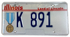 Vintage 1980s Illinois Korean War Veteran License Plate K 891 Garage Wall Decor