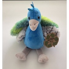 NEW The Petting Zoo Peacock Stuffed Plush Animal Toy Blue Green Small NWT