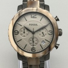 Fossil Natalie Womens Watch 39mm Silver Tone JR1383 Chrono Date New Battery 7"