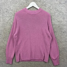 Lululemon Jumper Womens UK 10 Purple Merino Wool Blend Ribbed Crewneck Sweater