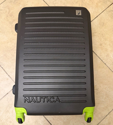 Nautica 21'' Carry-On Hardcase Rolling Suitcase Luggage Black/Green ABS