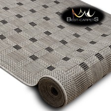 Image of Modern Runner Rugs 'SION' grey geometric flat-woven Width 70cm-150cm sisal-like