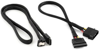 Poppstar 60cm Sata 3 Datenkabel, 30cm Stromkabel (Adapter Molex/S-ATA), gesleevt