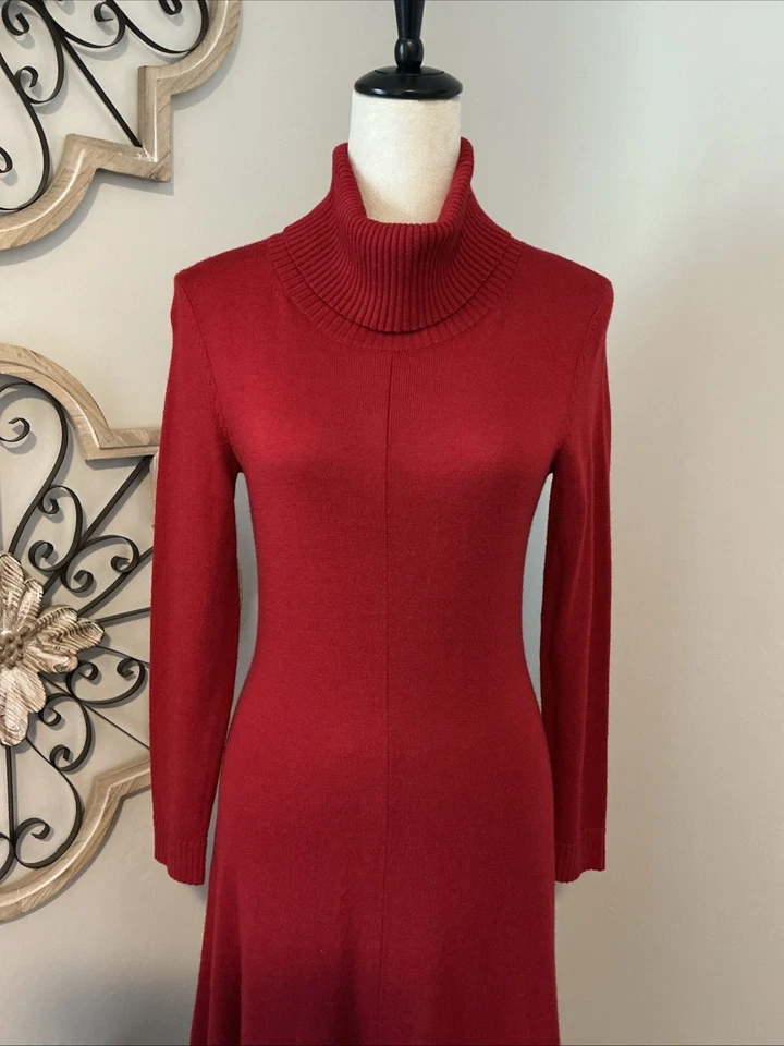Vestido Suéter Lafayette 148 Rojo Sólido Lana Talla M Foto 2 de 4