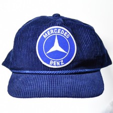 Vintage Mercedes Benz Corduroy Hat Blue Zip Back Small/XS Fits 6-3/8 to 7
