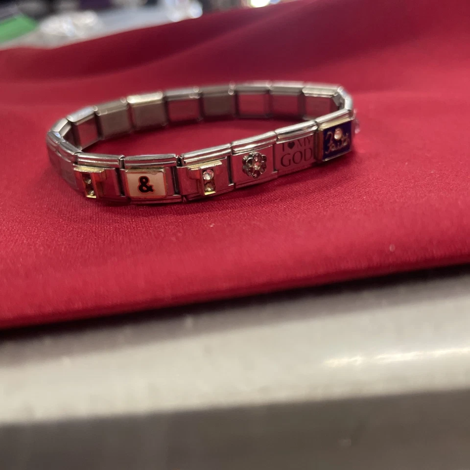 Pulsera de eslabones con dije italiano de acero inoxidable Pugster Foto 4 de 4