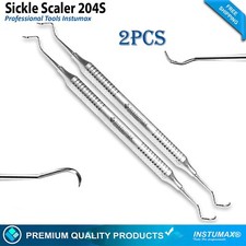 2Pcs Dental Sickle Scaler 204S Autoclavable Hollow Handle Periodontal Hygiene