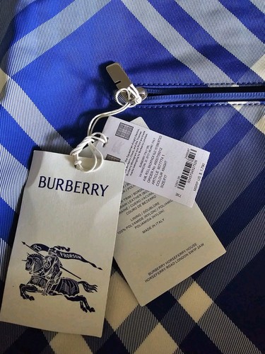 Mochila enrollable de lona a cuadros Burberry azul caballero hecha en Italia (NUEVA) - Imagen 11 de 12