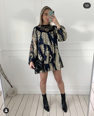 zara embroidered velvet dress Zara velvet embroidered vest main image 0