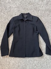 Size 2 NEW YORK COMPANY Women's City Stretch navy blue Zip Up Blazer Jacket