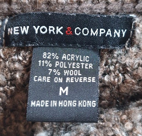 New York & Company Marled Sweater Women's Medium Brown Cowl Neck Wool Blend NOTE - Picture 8 of 9