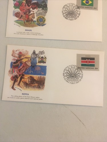 Collection Of UN First DayUn Addressed All Flag All Have Stories On Back D-24 - Picture 6 of 9