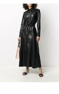 nanushka leather dress Rosana Faux Vegan Coat Long L/XL Ebay
